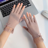 Модни, секси бродирани дантелени ръкавици с ръкавици с половин пръст, летни дишащи слънцезащитни анти-UV колоездене, неплъзгащи се тънки ръкавици