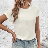 Vasaras ikdienas tops ar īsām piedurknēm Moderns Street Basic T-krekls, vienkāršs vienkrāsains viegls un ērts sieviešu tops