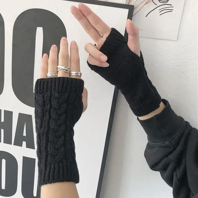 Boje Tople vunene rukavice bez prstiju Ženske zimske pletene navlake za ruke na pola prstiju Rukavice za zapešće Mekane rukavice s upletenim uzorkom za heklanje