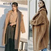 Ikdienas brīva rudens sieviešu jaka ziemas rotaļu mētelis sieviešu mākslīgās kažokādas mētelis sieviešu plīša bieza, silta flīsa gara jaka, liela izmēra