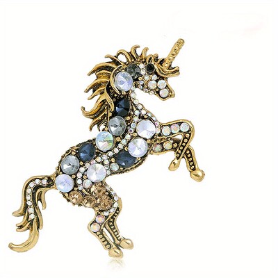 1kom retro veliki broš s jednorogom u obliku životinje Raznobojni broš s konjem Luksuzne igle za ženski ruksak
