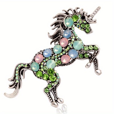1kom retro veliki broš s jednorogom u obliku životinje Raznobojni broš s konjem Luksuzne igle za ženski ruksak