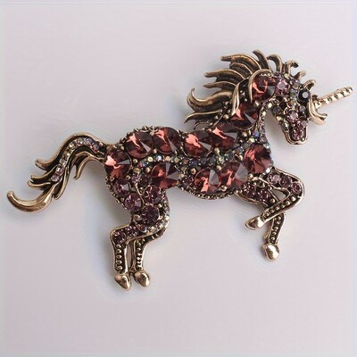 1kom retro veliki broš s jednorogom u obliku životinje Raznobojni broš s konjem Luksuzne igle za ženski ruksak