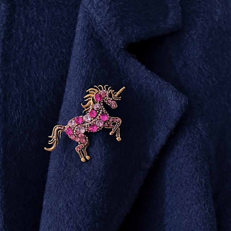 1kom retro veliki broš s jednorogom u obliku životinje Raznobojni broš s konjem Luksuzne igle za ženski ruksak