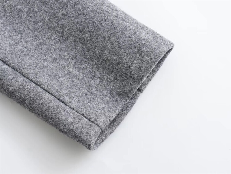 PB&ZA2024 Rudens jauns produkts Sieviešu modes Rietumu stila siksna ar garām piedurknēm ar kapuci, mīksts mētelis