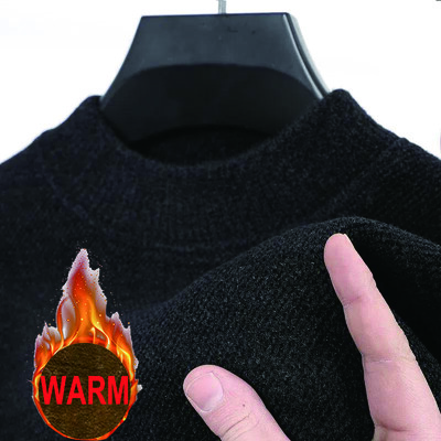 2024. gada jauns vīriešu biezināts džemperis, trikotāžas džemperi vīriešiem, vienkrāsains flīsa apkaklīts, silts ikdienas džemperis, vīriešu trikotāža, lielizmērs 4XL