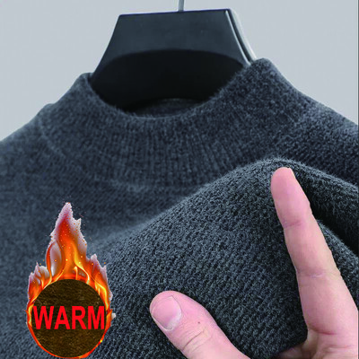 2024. gada jauns vīriešu biezināts džemperis, trikotāžas džemperi vīriešiem, vienkrāsains flīsa apkaklīts, silts ikdienas džemperis, vīriešu trikotāža, lielizmērs 4XL