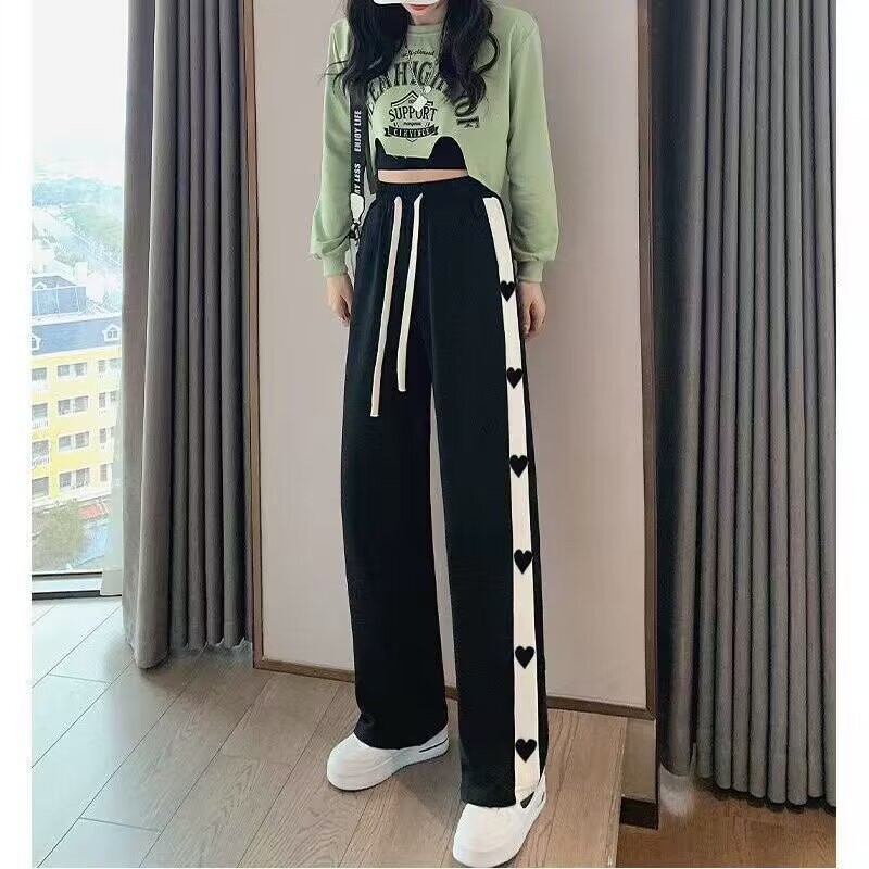 Dopamīna krāsas ikdienas bikses vīriešiem un sievietēm vasarā ar burtu apdruku plānas dizaina taisnas caurules sporta brīvas un platas