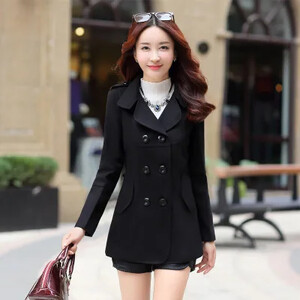 2017. aasta enimmüüdud uus sügis/talv Korea stiilis Slim Fit villane jope naistele Tviidstiilis magusa mustriga kaherealine nööbid