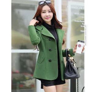 2017. aasta enimmüüdud uus sügis/talv Korea stiilis Slim Fit villane jope naistele Tviidstiilis magusa mustriga kaherealine nööbid