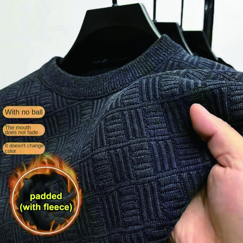 Vīriešu ikdienas džemperis, biezināts trikotāžas džemperis Modes džemperis vīriešu rudens un ziemas siltie trikotāžas izstrādājumi vīriešu apģērbi 4XL