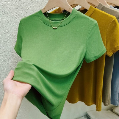 Sieviešu T-krekli ar īsām piedurknēm Sexy Slim Crew Neck Y2k Korejiešu Harajuku Street Ikdienas sieviešu T krekls ar īsām piedurknēm Vasaras apģērbs