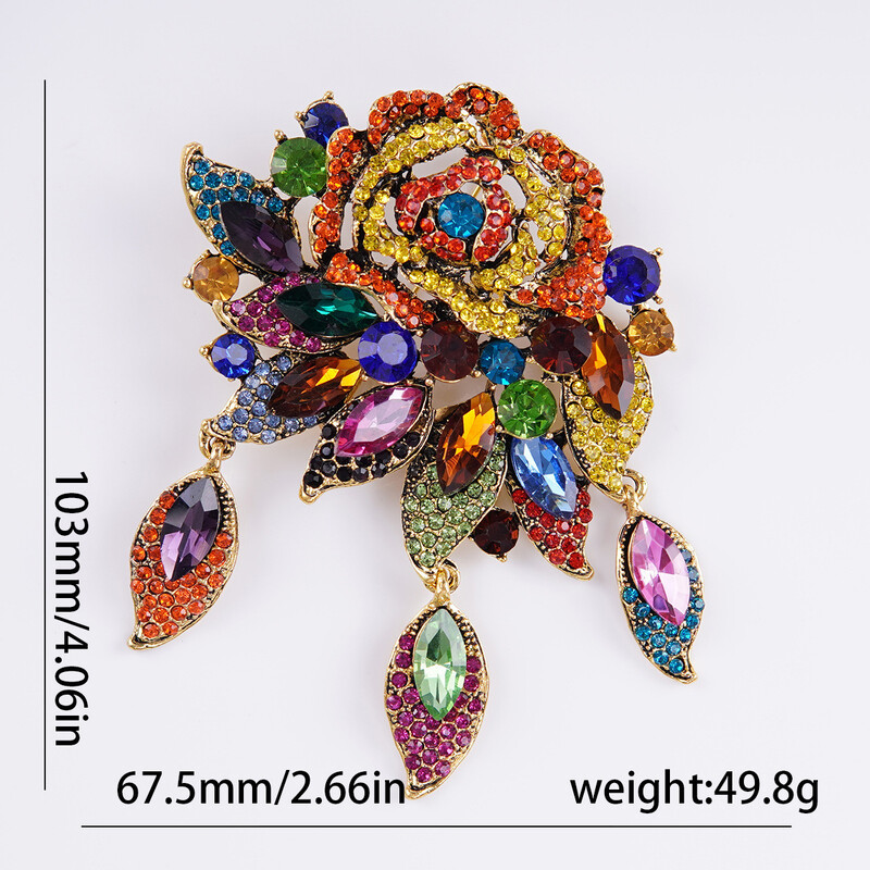 Дамска елегантна луксозна блестяща кристална брошка Аксесоари с преувеличена форма на цвете Игли