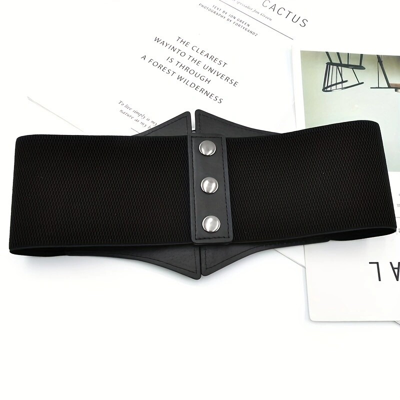 Stilīgas trīskāršas sprādzes platas jostas Elegantas vienkrāsainas elastīgas jostasvietas Cincher klasiskās kleitas mēteļa josta sievietēm