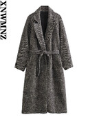 XNWMNZ sieviešu modes 2023. gada rudens/ziemas jostas skujiņas mētelis sievietēm, retro atloks ar garām piedurknēm kabatā, daudzpusīgs sieviešu mētelis