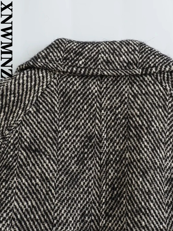 XNWMNZ sieviešu modes 2023. gada rudens/ziemas jostas skujiņas mētelis sievietēm, retro atloks ar garām piedurknēm kabatā, daudzpusīgs sieviešu mētelis