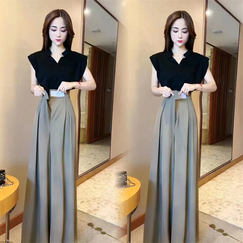 2024. gada pavasaris un vasara Jaunas sieviešu bikses ar platām kājām, brīvas modes, plānas, mīkstas ikdienas bikses ar augstu vidukli, ar āķi