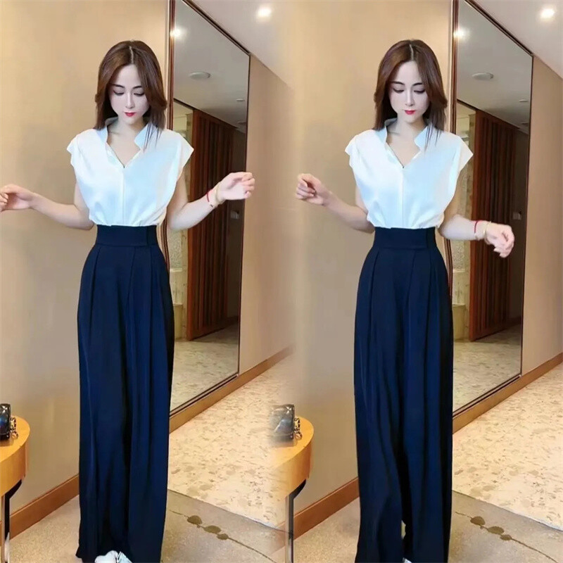 2024. gada pavasaris un vasara Jaunas sieviešu bikses ar platām kājām, brīvas modes, plānas, mīkstas ikdienas bikses ar augstu vidukli, ar āķi