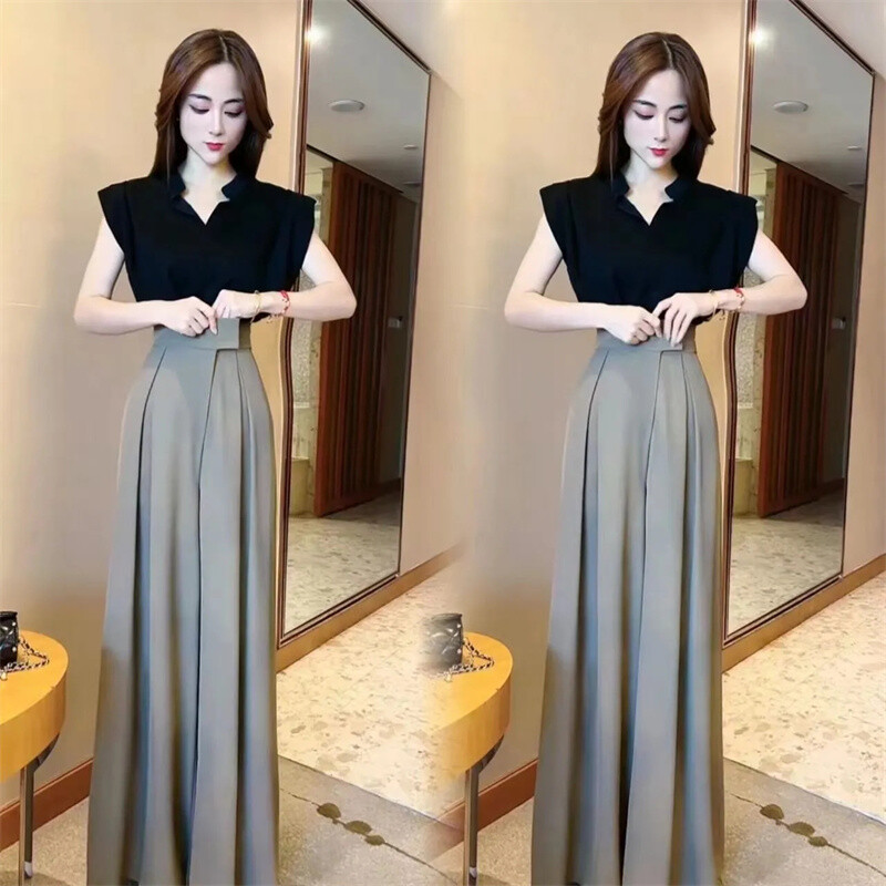 2024. gada pavasaris un vasara Jaunas sieviešu bikses ar platām kājām, brīvas modes, plānas, mīkstas ikdienas bikses ar augstu vidukli, ar āķi