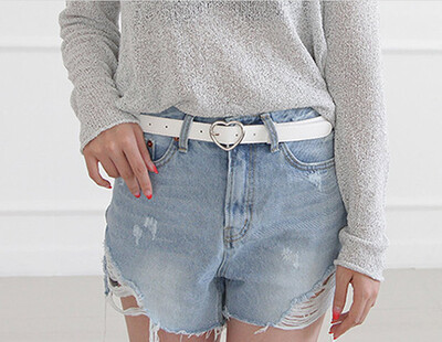 Modes PU ādas josta Sieviešu apaļa sprādze Sprādze Džinsi melna josta Eleganta retro siksna sieviešu jostasvieta