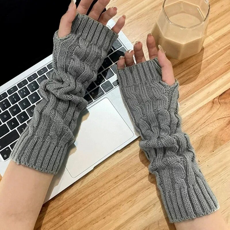 Modes garie cimdi bez pirkstiem sievietēm dūrainis ziemas mīksto roku sildītājs Kawaii trikotāžas piedurknēm meitenes Anime apģērbi JK punk cimdi