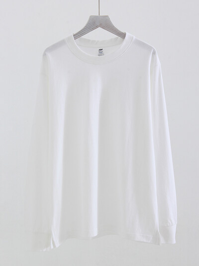 Ziemas kokvilnas T-krekli ar garām piedurknēm Sieviešu balti topi Lielizmēra vienkrāsains Tkrekls Rudens džemperi Sieviešu T-krekli ar garām piedurknēm brīvi