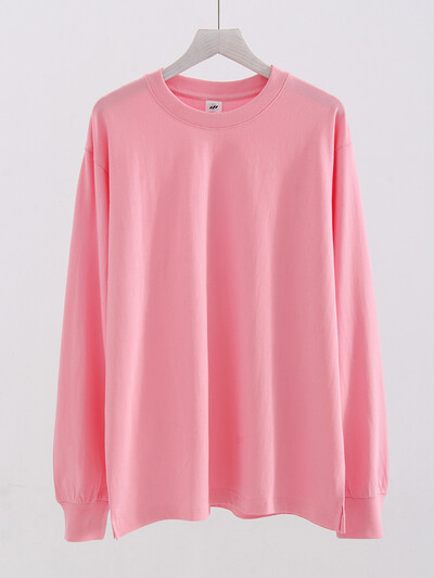 Ziemas kokvilnas T-krekli ar garām piedurknēm Sieviešu balti topi Lielizmēra vienkrāsains Tkrekls Rudens džemperi Sieviešu T-krekli ar garām piedurknēm brīvi