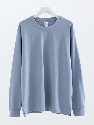 Ziemas kokvilnas T-krekli ar garām piedurknēm Sieviešu balti topi Lielizmēra vienkrāsains Tkrekls Rudens džemperi Sieviešu T-krekli ar garām piedurknēm brīvi