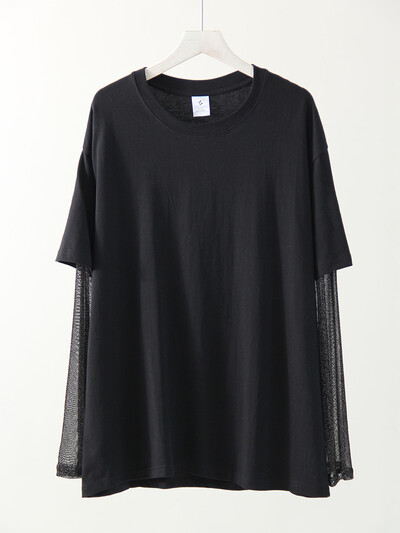 Svijetle prekomjerne majice s mrežastim rukavima, ljetne svijetle svilene majice s zaštitnim faktorom za sunčanje, široke majice s mrežastim rukavima za žene, crne 2025.