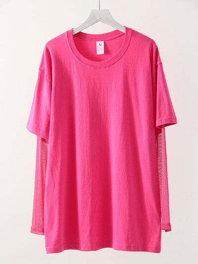 Svijetle prekomjerne majice s mrežastim rukavima, ljetne svijetle svilene majice s zaštitnim faktorom za sunčanje, široke majice s mrežastim rukavima za žene, crne 2025.