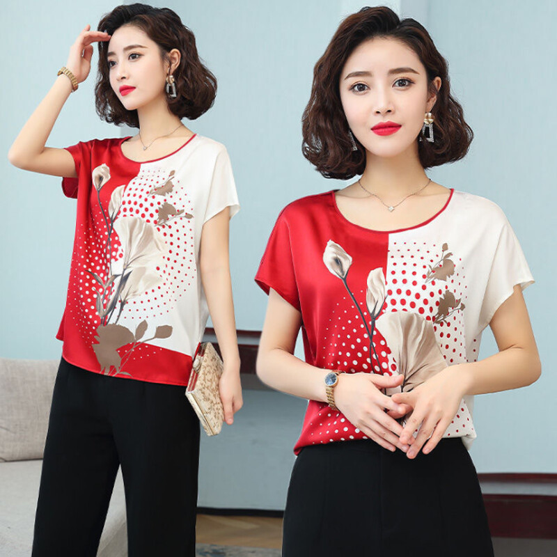 Sieviešu krekli Modes T-krekli Sieviešu apdrukas raksts Krāsa Stripe Lady ar īsām piedurknēm Plus brīvs izmērs M-xxxxl Topi