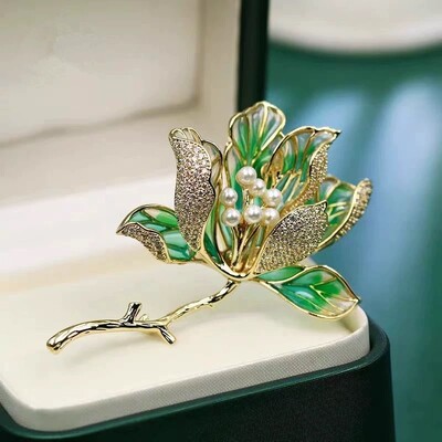 Luksusa Elegantas Rhinestone Pērļu ziedu saktas Sievietēm Temperaments Izsmalcināti Hibiska ziedu augu saktas Piespraudes Rotaslietas Dāvanas