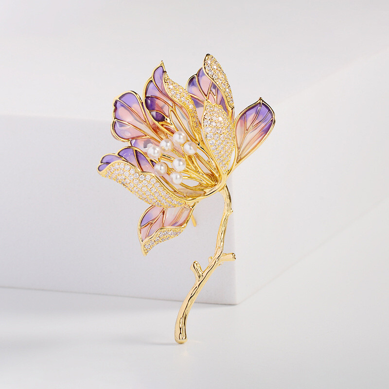 Luksusa Elegantas Rhinestone Pērļu ziedu saktas Sievietēm Temperaments Izsmalcināti Hibiska ziedu augu saktas Piespraudes Rotaslietas Dāvanas