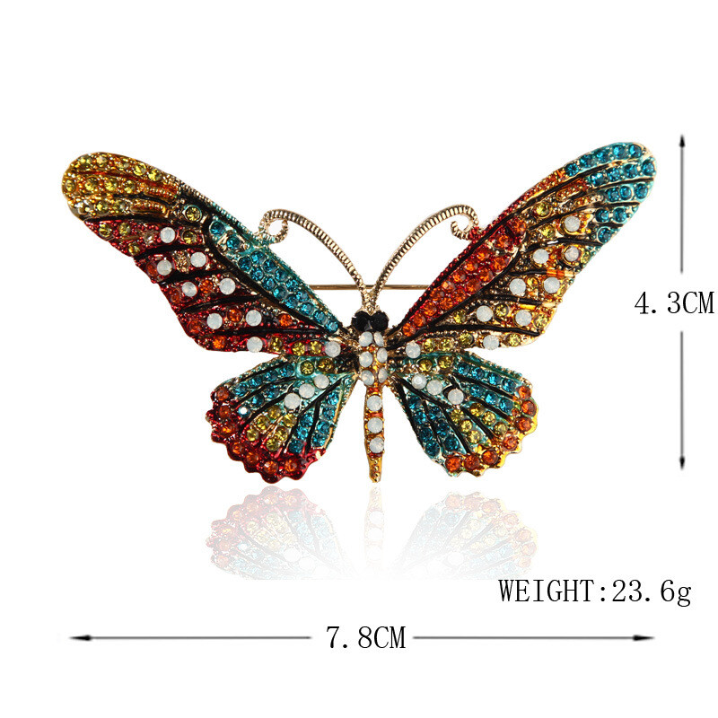 UILZ krāsains tauriņu dizainers cirkona sakta sievietēm spīdīga kristāla atloka piespraude Grezns apģērbs, rotaslietas aksesuāri