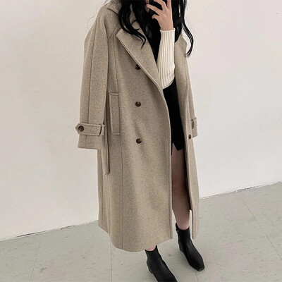 Rudens, ziemas 2025. gada sieviešu virsdrēbes, nolaižamas apkakles Chaquetas Mujer divrindu jaka ar garām piedurknēm jakas, masīvas Ropa