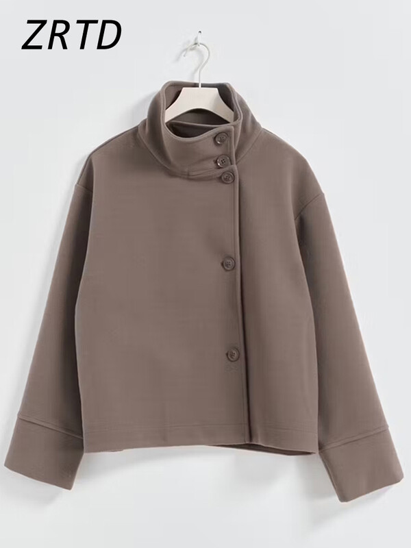 Eleganti sieviešu, īsi vilnas mēteļi, ikdienas mēteļi, vienrindas, garām piedurknēm, bieza jaka 2024. gada rudens ziemas sieviešu biroja virsdrēbes