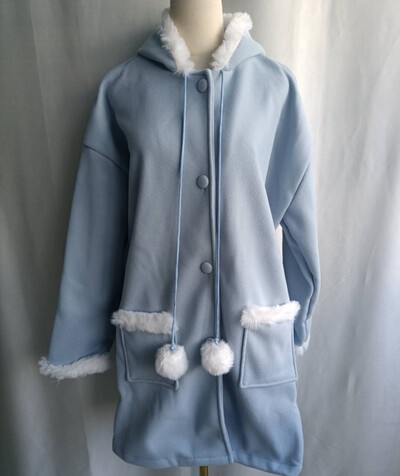 Ziemas apģērbs Biezi japāņu mēteļi sievietēm ar kapuci Tvīda vilna un maisījumi 2024. gada Ropa Mujer modes brīvi, saldie jakas topi