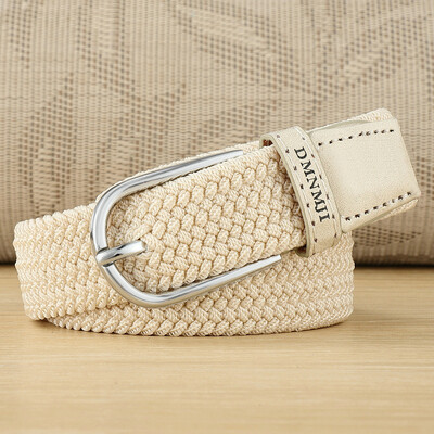 Jauna stila sieviešu elastīga pīta josta ikdienišķa sakausējuma pin sprādzes audekls studentu dekoratīvā bikšu josta sievietēm