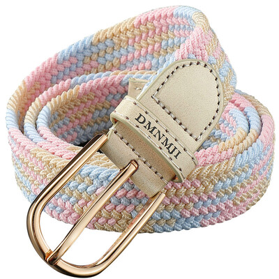 Jauna stila sieviešu elastīga pīta josta ikdienišķa sakausējuma pin sprādzes audekls studentu dekoratīvā bikšu josta sievietēm