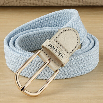 Jauna stila sieviešu elastīga pīta josta ikdienišķa sakausējuma pin sprādzes audekls studentu dekoratīvā bikšu josta sievietēm