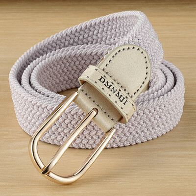 Jauna stila sieviešu elastīga pīta josta ikdienišķa sakausējuma pin sprādzes audekls studentu dekoratīvā bikšu josta sievietēm