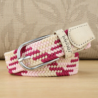 Jauna stila sieviešu elastīga pīta josta ikdienišķa sakausējuma pin sprādzes audekls studentu dekoratīvā bikšu josta sievietēm