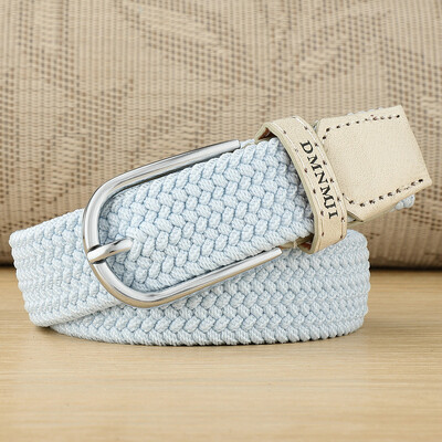 Jauna stila sieviešu elastīga pīta josta ikdienišķa sakausējuma pin sprādzes audekls studentu dekoratīvā bikšu josta sievietēm