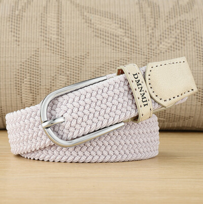 Jauna stila sieviešu elastīga pīta josta ikdienišķa sakausējuma pin sprādzes audekls studentu dekoratīvā bikšu josta sievietēm