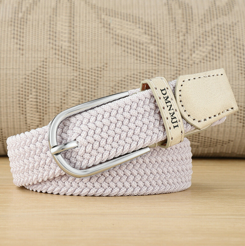 Jauna stila sieviešu elastīga pīta josta ikdienišķa sakausējuma pin sprādzes audekls studentu dekoratīvā bikšu josta sievietēm