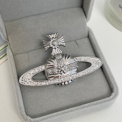 Metāla Saturn Planet ģeometriskā piespraude Sieviešu vienkāršs un moderns kāzu uzvalka aproču aksesuāri