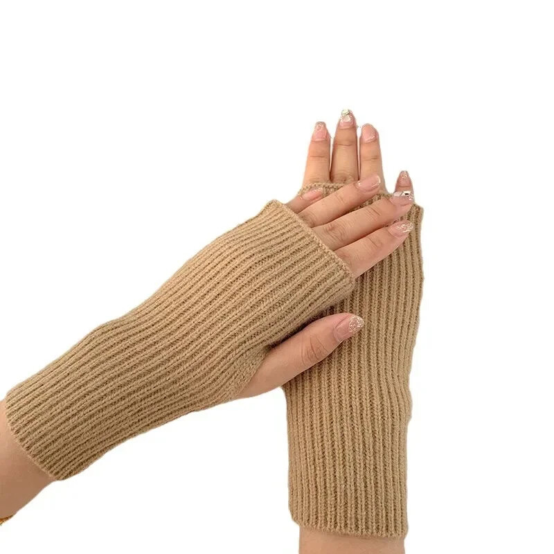 Īsi cimdi bez pirkstiem Sieviešu dūrains ziemas siltāks trikotāžas rokas piedurknes smalks ikdienišķs mīksts meiteņu gotisks apģērbs Panka gotikas cimdi