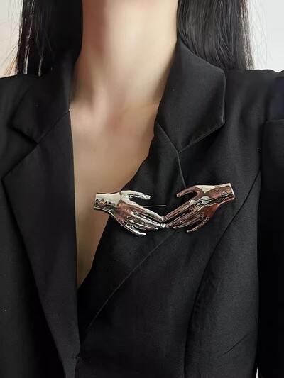 Kshmir Kovové Hladké Dvojité Ručne Tvarované Veľké Brošne pre Ženy Muži Unikátne Punk Kreatívne Oblekové Špendlíky Párty Šperky Darčeky