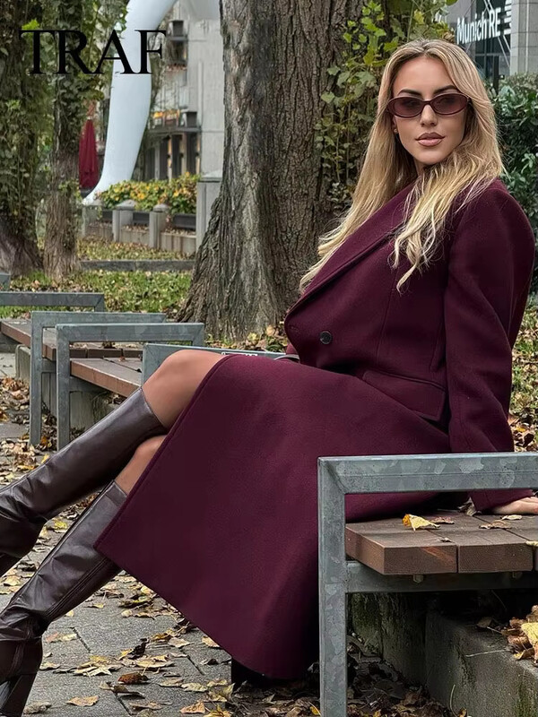 TRAF 2024 Garie mēteļi sievietēm ar garām piedurknēm Trencis Sieviešu Biroja silts ziemas Sieviešu mētelis Ielu apģērbi Virsdrēbes Sieviešu jakas