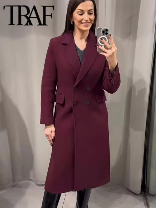 TRAF 2024 Garie mēteļi sievietēm ar garām piedurknēm Trencis Sieviešu Biroja silts ziemas Sieviešu mētelis Ielu apģērbi Virsdrēbes Sieviešu jakas